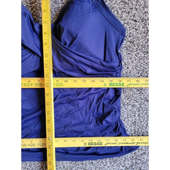 Swim Top Navy 16W DD Solid Wrap Front Tummy Control 1X Underwire Lands End S858 - Picture 5 of 10